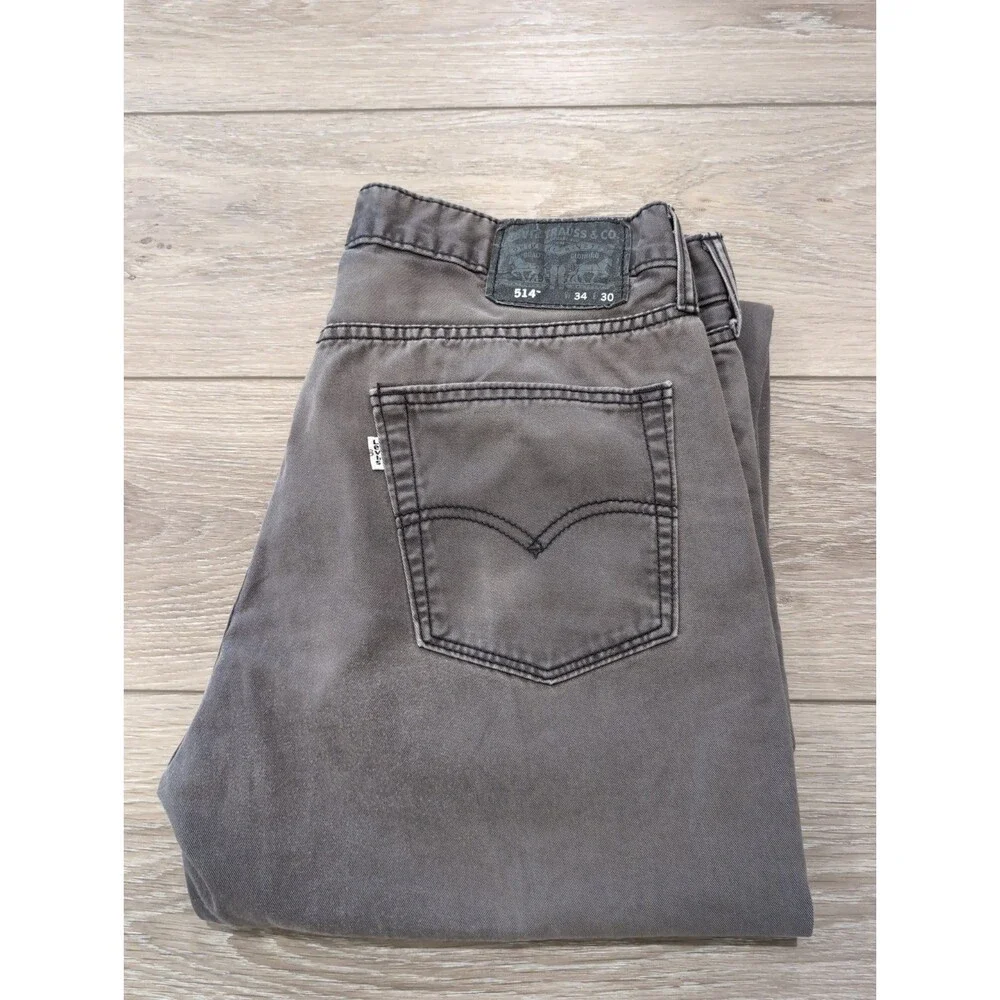 LEVI'S 514 DENIM JEANS MENS SIZE 34X30 MEDIUM WASH GRAY STRAIGHT GUC